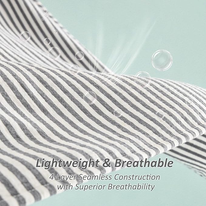 EMME Cotton Muslin Twin XL Blanket Breathable Gauze Soft Lightweight Adults Gifts for Women (Striped Grey, 66"x90")