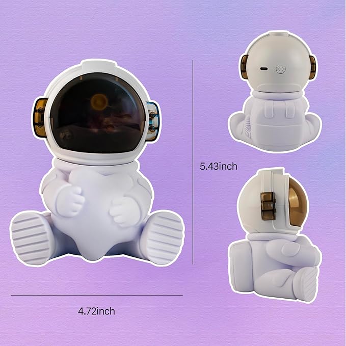 Astronaut Humidifier – Portable Mini Humidifier with LED Light, USB Powered for Bedroom, Office, Travel Use, Fun & Functional Air Freshener (Astronaut humidifier with Moon)