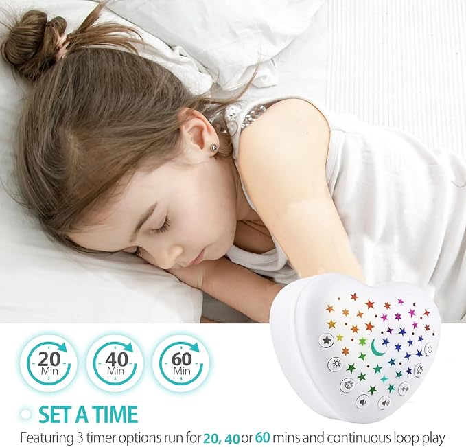 BEREST Sound Machine for Babies, Adults & Kids | 15 Soothing Sounds Featuring White Noise & 9 Lullabies, Cry Sensor, Star Projector | Mini, Rechargeable, Travel Friendly