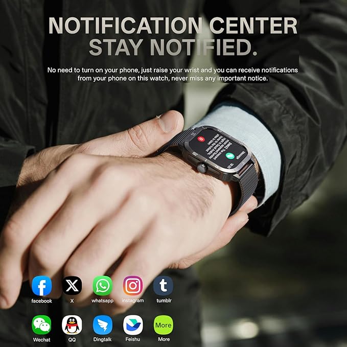 C50Pro Smart Sports Watch for Fitness Tracker &Health monitor, including Blood Pressure and Oxygen/Heart Rate/Sleep/Calories/Step counting/Distance etc, Waterproof wearable wristband for outdoor