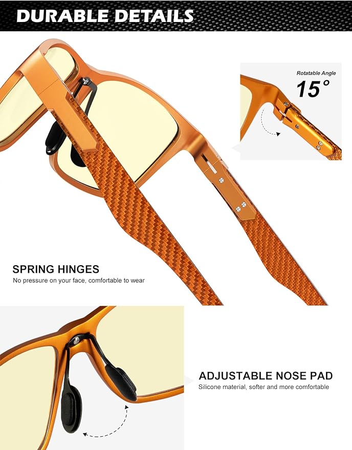 ANYLUV Blue Light Blocking Glasses Men Computer Gaming Glasses Lightweight Al-Mg Metal Anti Eyestrain Eye Protection