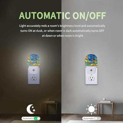 Summer Sea Night Light, Fishes Coral Nightlight Plug into Wall with Dusk to Dawn Sensor, LED Lamp Energy Saving Lights for Men Women Boys Girls,Lamp for Bedroom Bathroom Hallway