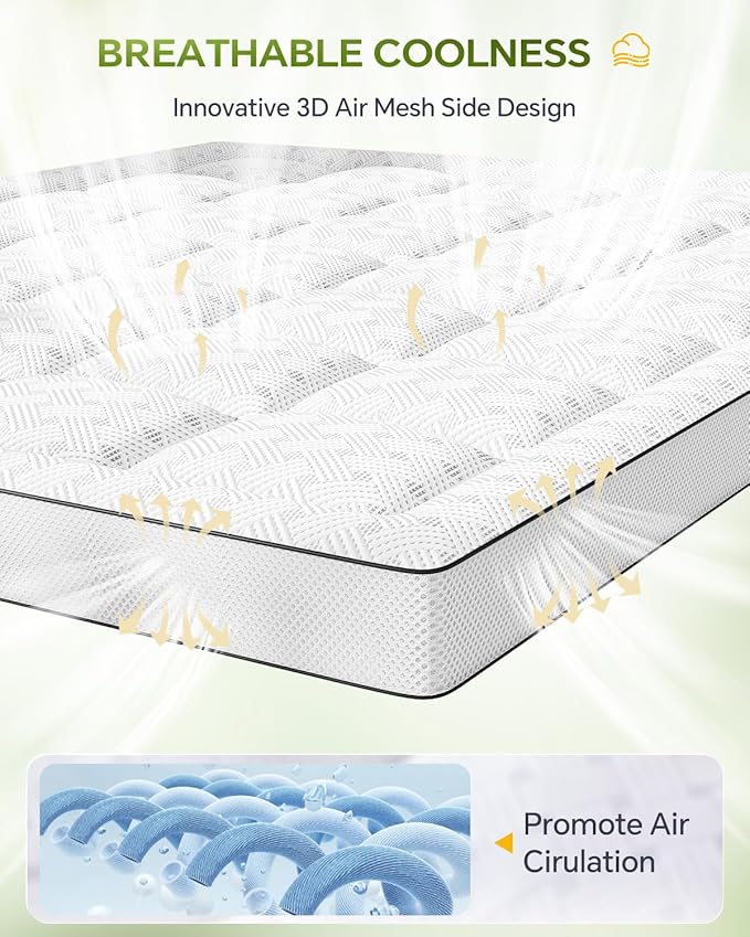 Twin XL College Dorm Room Essentials 3 Inch Mattress Topper Twin XL,Pillow Top Mattress Topper Memory Foam with Bamboo Rayon Cover,Cooling Breathable Mesh Side Mattress Pad,21" Deep Pocket