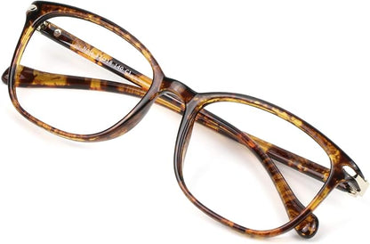 VisionGlobal Blue Light Blocking Glasses for Women/Men, Anti Eyestrain, Computer Reading, TV Glasses, Stylish Square Frame, Anti Glare