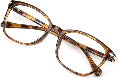 VisionGlobal Blue Light Blocking Glasses for Women/Men, Anti Eyestrain, Computer Reading, TV Glasses, Stylish Square Frame, Anti Glare(Tortoise,+3.50 Magnification)