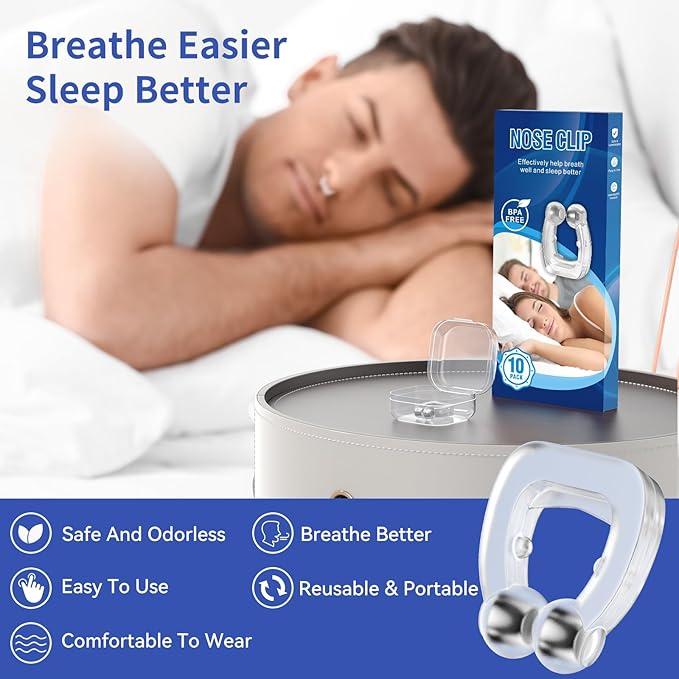 Anti Snoring Devices, Anngola Snoring Solution, Silicone Magnetic Anti Snoring Nose Clip, Effective Hale Breathing Aid, Stop Snoring to Restful Sleep(10 Pack)