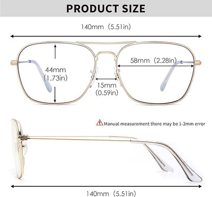 JM 2-Pack Aviator Reading Glasses Women Metal Frame Blue Light Blocking Computer Readers