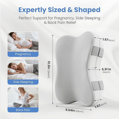 JINXIA Knee Pillow for Side Sleepers, Comfortable Memory Foam Leg Pillow for Side Sleeping, Pillow Sleeping Between Legs Aligns Spine, for Hip, Back & Sciatica Pain Relief, White and Gray