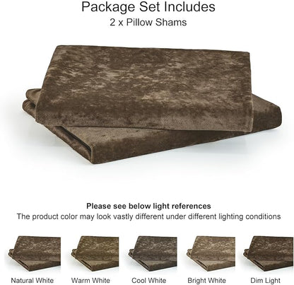 PHF Truly Velvet Pillowcases King Size, No Insert, 2 Pack Ultra Soft Breathable Pillow Shams Covers with Envelope Closure, 20" X 36" Luxury Cozy Warm Fuzzy Flannel, Khaki