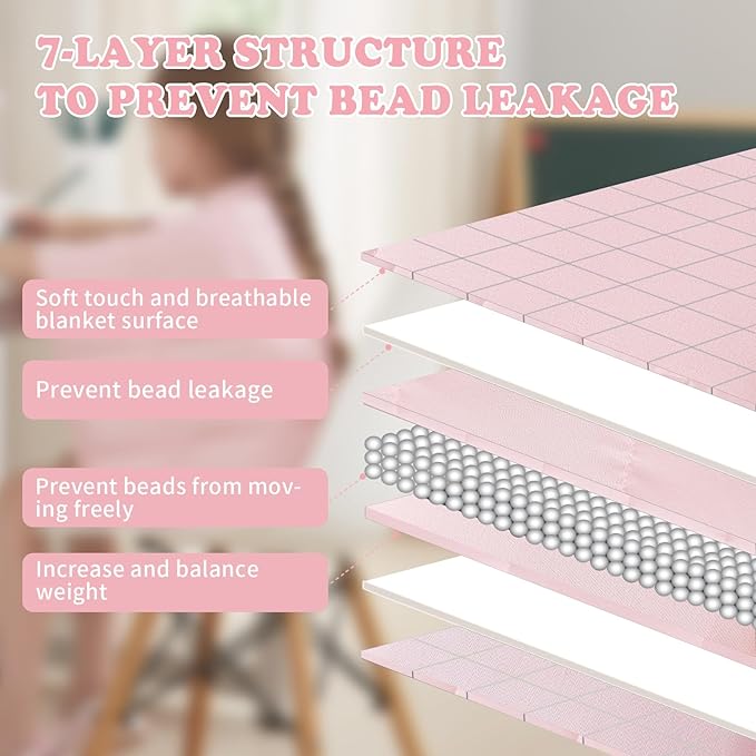 HOSUKKO Weighted Blanket - 2 lbs Pink Heavy Lap Indoor - Small Size Breathable Blanket(19 * 21 inches, 2 lbs)