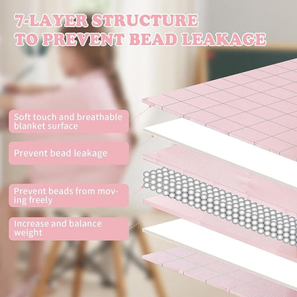 HOSUKKO Weighted Blanket - 2 lbs Pink Heavy Lap Indoor - Small Size Breathable Blanket(19 * 21 inches, 2 lbs)