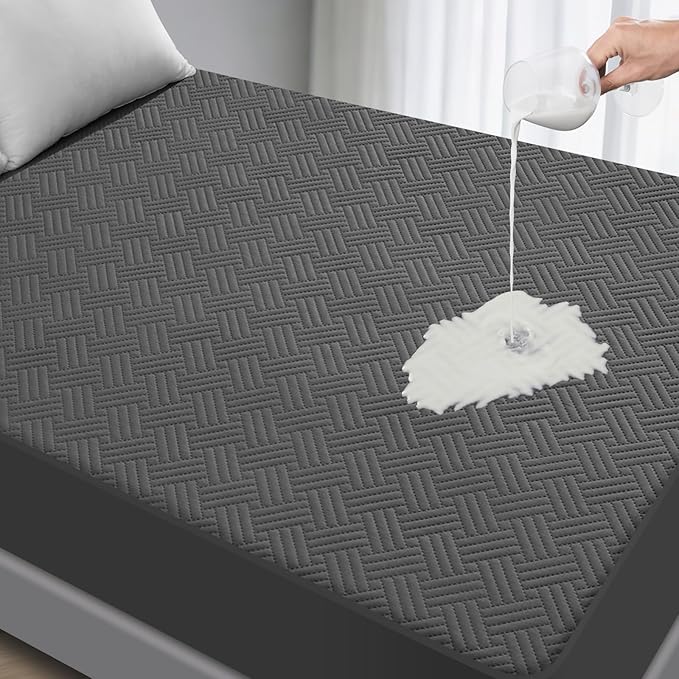 Waterproof Mattress Protector Full Size - Breathable, Noiseless, Ultra-Soft Bed Cover, Mattress Pad Cover with Deep Stretchable Pockets 8"-21" (Gray)