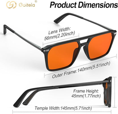 Goiteia Orange Blue Light Blocking Glasses-Retro 70s Blue Light Glasses for Men Women, Easier Sleep and Migraine Relief