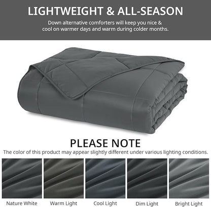 HOMBYS Oversized King Comforter 120x98, Lightweight Quilted Down Alternative Duvet Insert for All Season,Grey,8 Corner Tabs