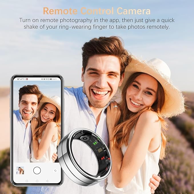 Fit Ring for Women Men, Ring Health Tracker with Heart Rate,Blood Oxygen,Heart Rate Variability, Stress, Sleep Monitor, Step Counter, Smart Ring for iPhone & Android, No Subscription Fee (Silver, 12#)