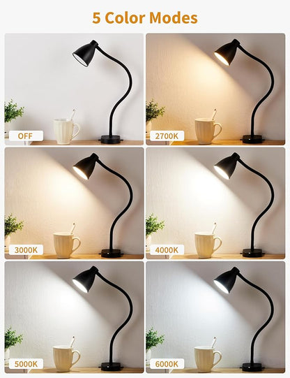 BOHON Reading Lights for Books in Bed, 5 Color 10 Brightness, Without Install Bedside Lamp, Half Hour Auto-Off Timer, Flexible Neck Wall Lamps for Bedroom Headboard Office Home (Black)