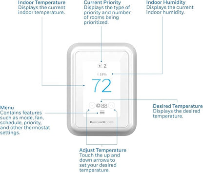 Honeywell Home T9 WiFi Smart Thermostat, Smart Room Sensor Ready, Touchscreen Display, Alexa and Google Assist (Pack of 2)