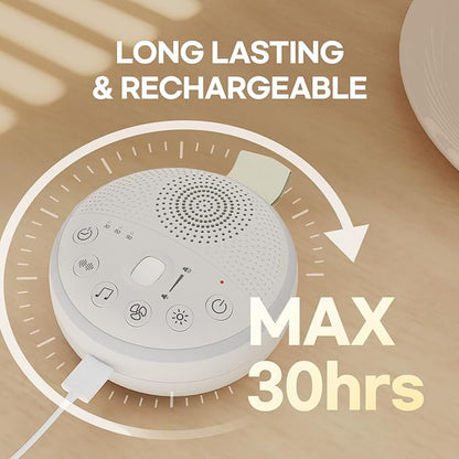 HuBDIC HubiCare White Noise Machine, Portable Sound Machine with 21 Soothing Sleep Sounds, Long-Lasting Battery, Gentle LED Mood Light, Travel-Friendly Sleep Aid for Newborns, Children