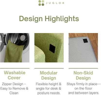 Avocado Adjustable Foot Rest for Under Desk at Work – Ergonomic Linen Memory Foam Footrest Pillow with Breathable Washable Cover, DIY Height Adjustment for Office Chair, Gaming, Home & Travel Use