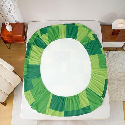 Pixelated Blocks Kids Full Size Fitted Sheet,Patchwork Square Video Games Room Decor,Abstract Geometric Grid Boys Girls Bed Sheets,Green Bedding Set,2 Pillowcases(No Flat)