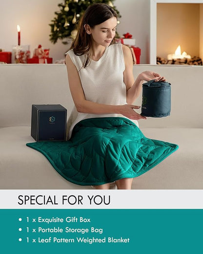 Kaisa Weighted Lap Blanket 3 lbs 23" x 29", Cozy Luxury Crystal Velvet Small Weighted Blanket for Adults, Portable Travel Weighted Blanket for Relaxation, All-Season Blanket, Machine Washable, Green