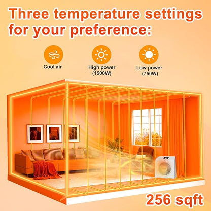 HEATIT Space Heater for Indoor, Digital Display with Thermostat,1-12H Timer,Fan Mode,1500W/750W,Electric Space Heater for Office, Bedroom,White,10.6"Dx7.0"W x 11.8"H