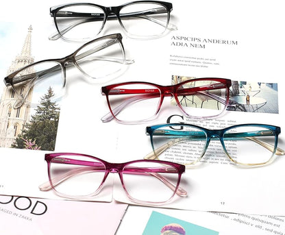 SIGVAN Ladies Reading Glasses Blue Light Blocking Spring Hinge Fashion Pattern Print Eyeglasses for Women