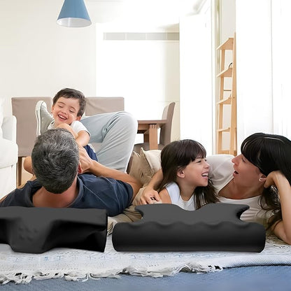 Cervical Pillow for Neck Pain Relief, Cooling Contour Memory Foam Pillows Support Odorless Ergonomic Neck Pillow Adjustable Orthopedic Bed Pillow for Side Back Stomach Sleeper with Pillowcase,Black