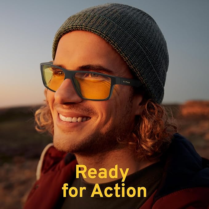 Titan Gaming Glasses, Blue Light Blocking, Night Driving Glasses for Men, Computer Protection Christmas Gift for Gamers