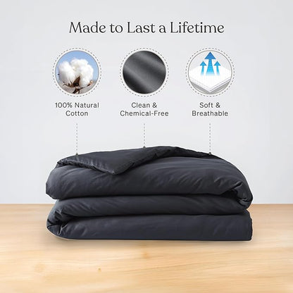 Baloo 100% Cotton Duvet Cover for Weighted Blanket (Midnight - 80"x87" - Full/Queen Size) | Cool, Soft & Durable