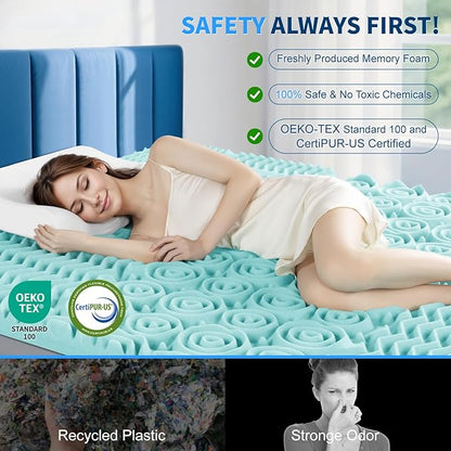 4 Inch Memory Foam Dual-Layer Mattress Topper Full Size - 2Inch 1000GSM Quilted Pillow Top with Down-Alternative + 2Inch 5-Zone Egg Crate Memory Foam, Cooling & Breathable（Full,54"x75"）