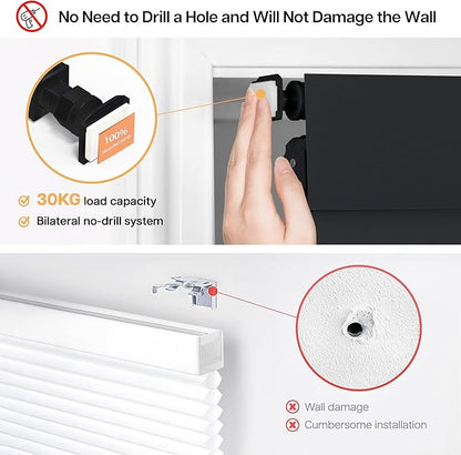 LazBlinds No Drill Blinds for Indoor Windows, Blackout Roller Shades, Cordless Window Blackout Blinds, Thermal Insulated Fabric UV Protection for Home and Office, 33" W x 72" H, Black