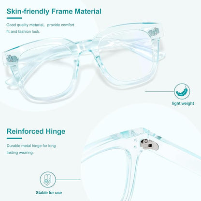 Madison Avenue Oversized Blue Light Blocking Glasses for Women Fashion Blue Light Blockers Anti Eyestrain & UV Protection Computer Eyeglasses (Light Blue)