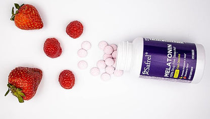 Safrel | Melatonin 20mg | Fast Dissolve Tablets | 120 Count | Strawberry Flavor | Sleep Support | High Absorption Formula | Non-Habit Forming | Vegan