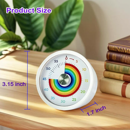Visual Timer, Kitchen Timer Rainbow Disk 60 Minute Countdown Timer for Kids and Adults, Silent Time Management Tool(Rainbow)