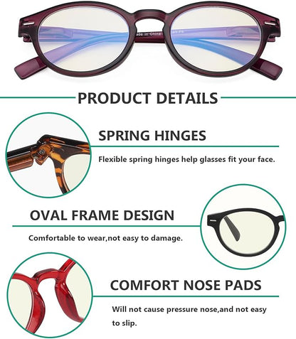 Eyekepper 10-Pack Blue Light Blocking Glasses for Women Computer Eyeglasses Ladies +0.00