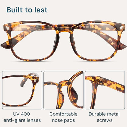 Blue Light Blocking Glasses - Fashion Square Eyeglasses, Anti UV Ray Computer Gaming Glasses Blue Blockers for Women/Men