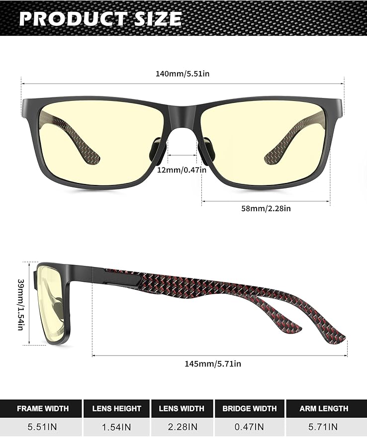 ANYLUV Blue Light Blocking Glasses Men Computer Gaming Glasses Lightweight Al-Mg Metal Anti Eyestrain Eye Protection