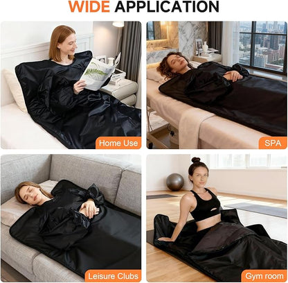 Sauna Blanket with Arm Sleeves for Home Use, Portable Design for Relaxation and Detoxification Highest 176℉