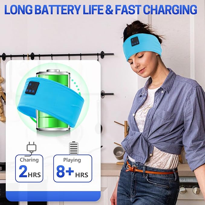Aurya Sleep Headphones Sports Wireless Bluetooth Headband for Side Sleeper, Bluetooth 5.4, with Ultra-Thin HD Stereo Speaker, Sleeping Headphone for Women Men Running Yoga Workout