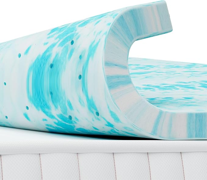 NEWBULIG Mattress Toppers Memory Foam, 2 Inch Thick Bed Topper Pad Cooling Gel Infused Soft Comfy Padding Breathable for Sleeper Sofa Couch RV Camper, CertiPUR-US Certified