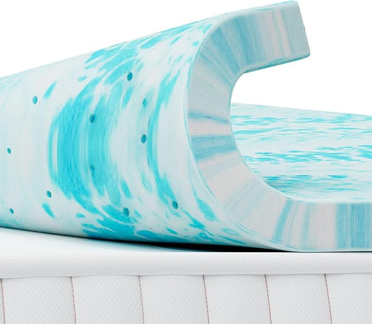 NEWBULIG Mattress Toppers Memory Foam, 2 Inch Thick Bed Topper Pad Cooling Gel Infused Soft Comfy Padding Breathable for Sleeper Sofa Couch RV Camper, CertiPUR-US Certified