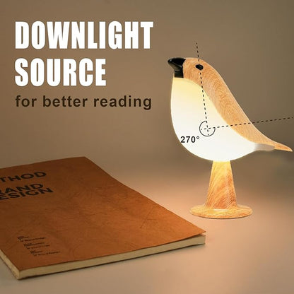 Cute Bird Table Lamp, Touch Control Bedside Lamp, Brid Night Light, Cordless Small Desk Lamps Battery Operated Nightstand Lamp, 3-Way Dimmable Light, Rechargeable, Desk Decoration