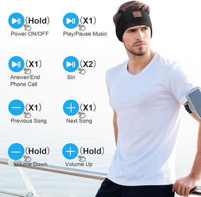 Bluetooth Sleeping Headphones, Headband Headphones for Side Sleepers, Wireless Headband for Yoga, Running, Workout, Travel, Sports, Unique Presents for Adult Teens
