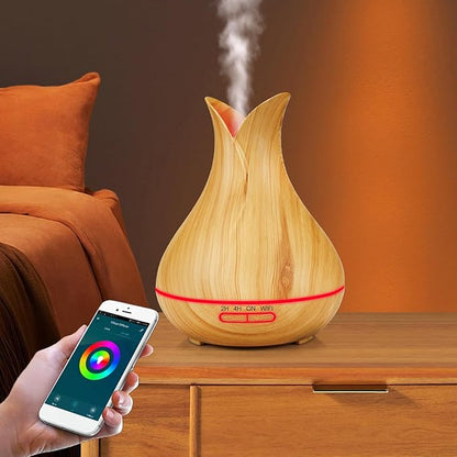 Smart WiFi Essential Oil Diffuser App Control Air Humidifier (Light Wood UK)