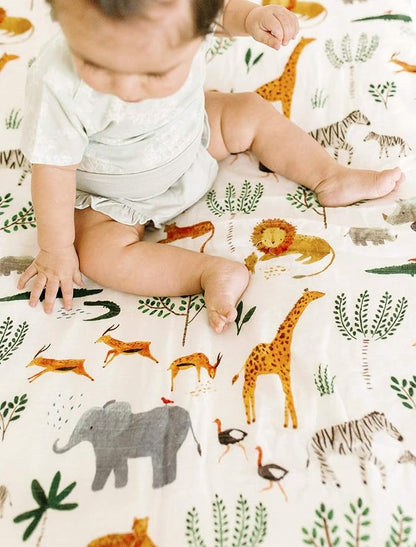 Loulou Lollipop Soft Baby Swaddle Blanket Muslin Wrap Receiving Blanket for Newborn to Toddler Girl and Boy, Large 47” by 47” - Safari Jungle…