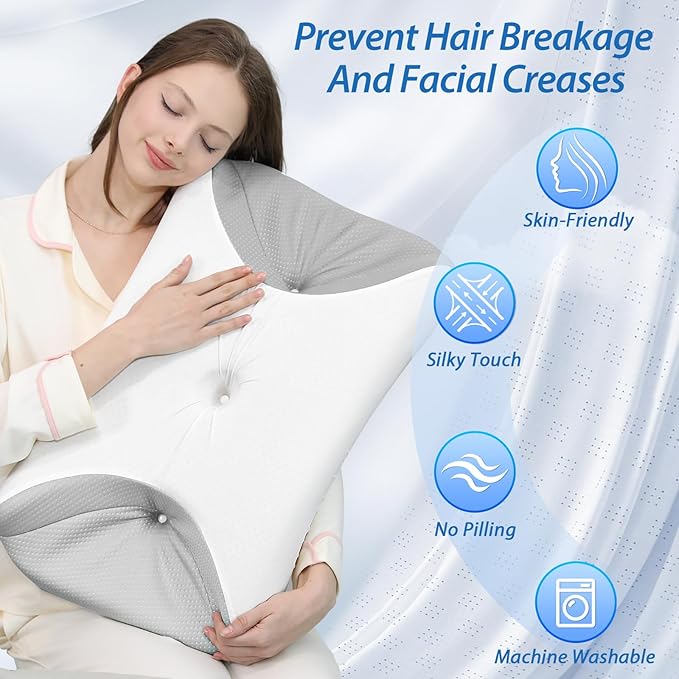 HOMCA CPAP Pillow for Side Sleeping, Cervical Neck Pillow for All CPAP Masks Users to Reduce Air Leaks & Masks Pressure, Ergonomic Memory Foam Pillow Ideal for Side Back Sleeper