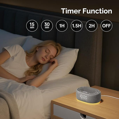 1Mii White Noise Sound Machine with Alarm Clock, Sound Machine for Sleep for Adults Baby, 30 Soothing Sounds, Smart App Controlled, Dimmable 7-Color Night Light, Sleeping Timer, 30 Volume Levels