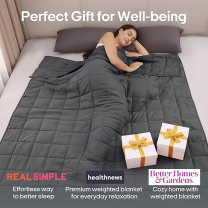 ZonLi Weighted Blanket for Adults (60"x80", 17lbs, Dark Grey) Queen Size High Breathability Cooling Heavy Blanket, Soft Material with Premium Glass Beads, All-Season, Easy Care