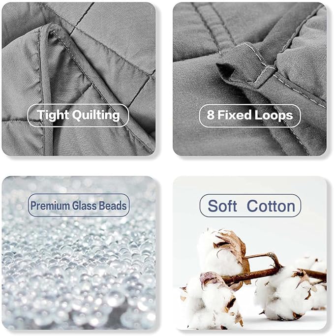 Weighted Blanket for Adults Queen Size (60x80, 20lbs), Soft Cotton with Premium Glass Beads for Bedding, Couch & Napping All Season (60''x80'' 20lbs | Grey)